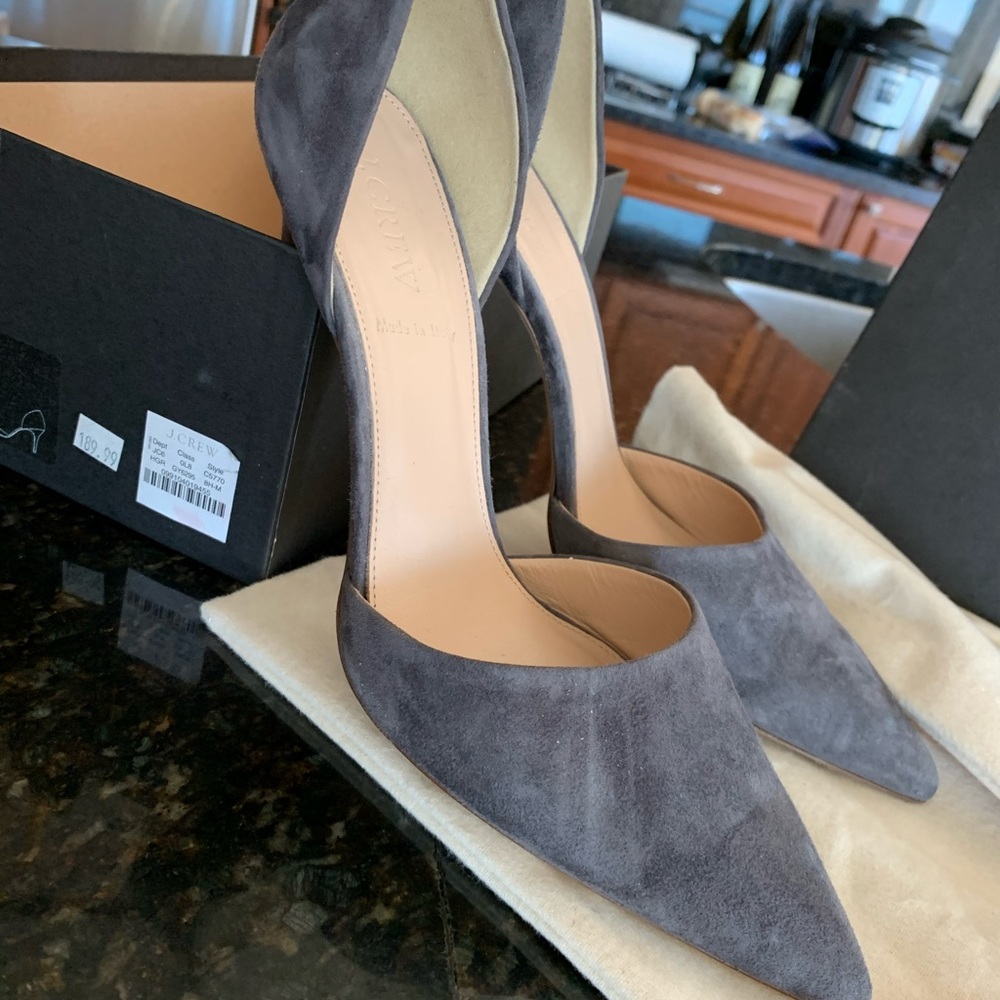 Jcrew suede grey pumps